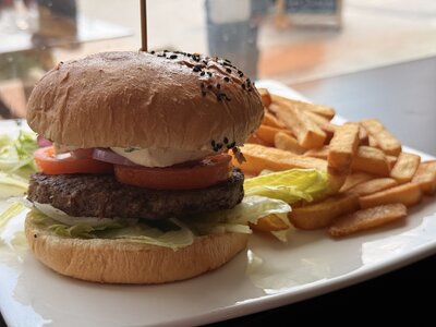 Our famous Blueberry Beef Burger
