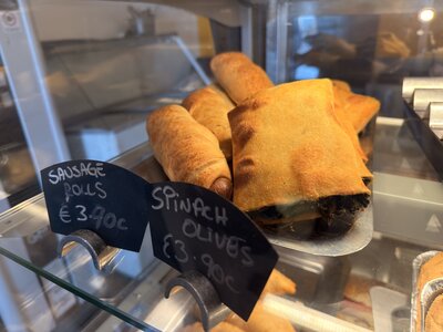 Sausage Rolls and Spinach Olives
